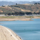 The Castaic Lake reservoir in Los Angeles County has low water levels.